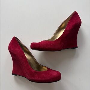 Nine West Red Wedge Heels